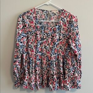 Jane and Delaney Peplum Paisley Keyhole Blouse Size Medium